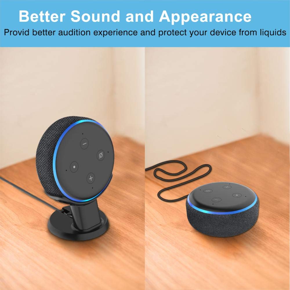 ZORBES  Table Stand for Alexa Echo Dot 3 Anti-Slip Desk Base Stand Desktop Holder for Alexa Echo Dot/Amazon Dot 3 ABS Amazon Dot 3 Stand Rack - Black (Stand Only)