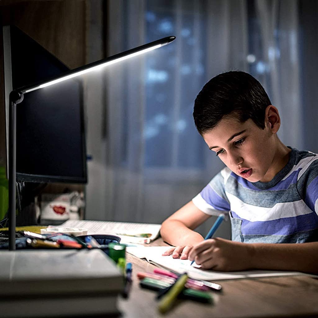 Verilux Desk Lamp for Study with 2700~6200K 5-Color Dimmable Light and Foldable Aluminum Tube | Eye-Friendly Touch Control