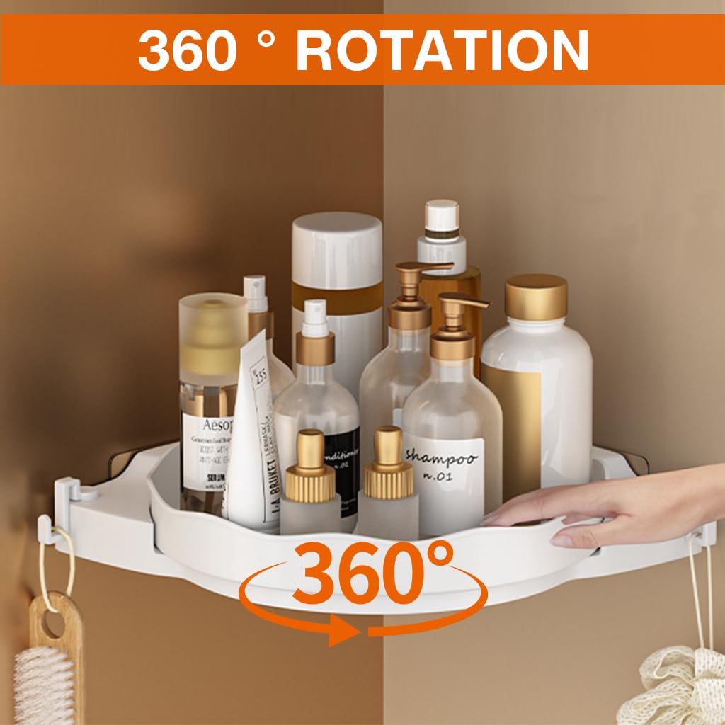 HASTHIP Bathroom Organizer for Corner Storage with No Drill Installation and ABS Shelves | Pack of 2 Space Saver for Modern Washroom Décor