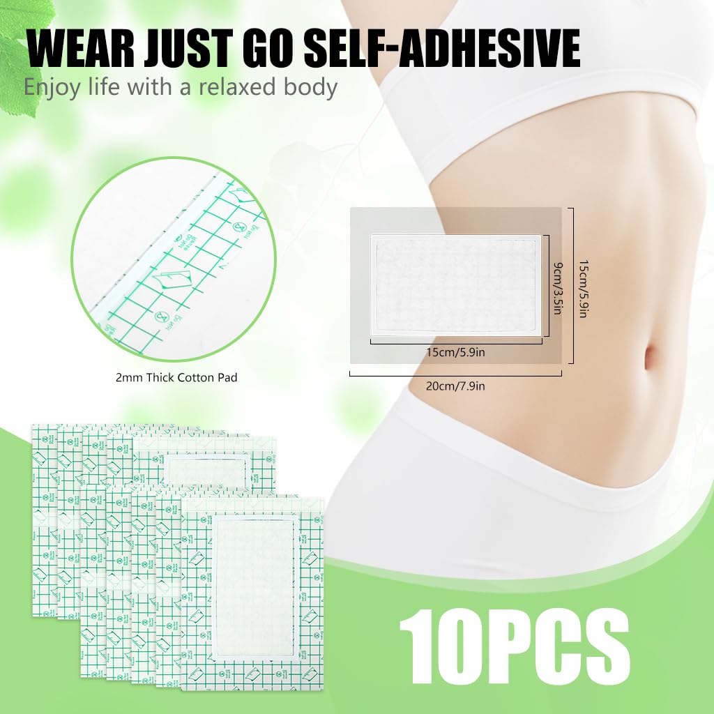 HANNEA Castor Oil Wraps for Abdomen Waist and Joint Care 10Pcs 20x15cm | Waterproof PU and Breathable Cotton Sheets