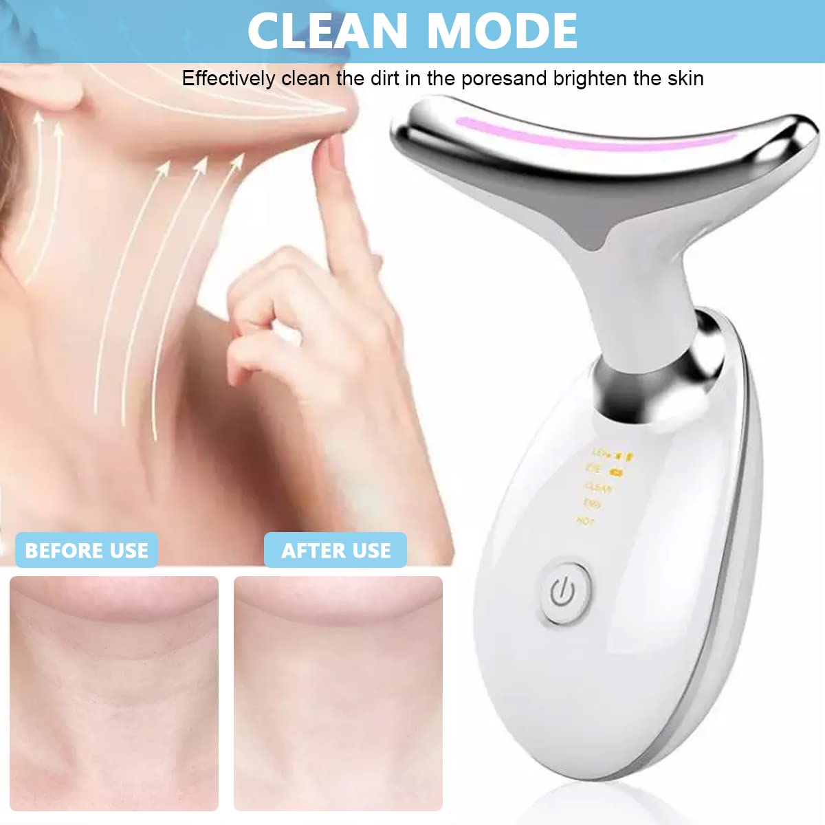 HANNEA Face Massager for Wrinkle Reduction with EMS Microcurrent & 3 Light Modes | USB Rechargeable 500mAh Neck Tightening Device