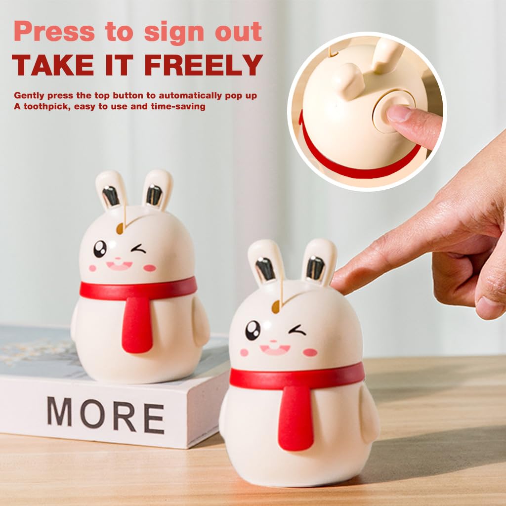 HASTHIP Toothpick Holder for Kitchen and Table featuring One Hand Push Button Dispenser | Pack of 2