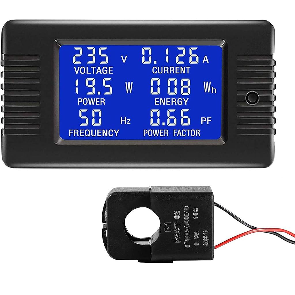 Serplex Digital Voltage Meter for AC 80–260V 100A Measurements with Split Core CT | LCD Display