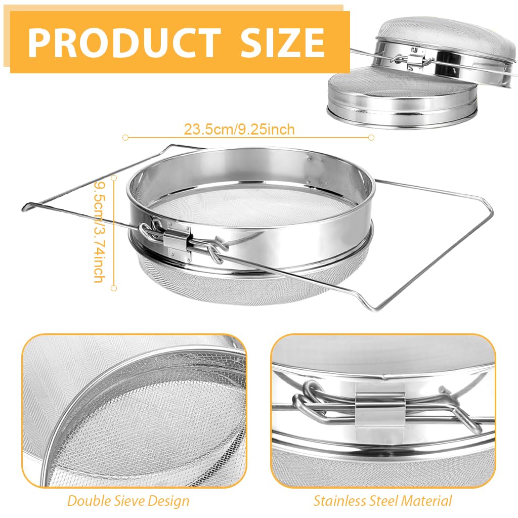 HASTHIP Honey Strainer for Beekeeping and Kitchen Use featuring 40 and 60 Mesh Double Sieve 304 Stainless Steel