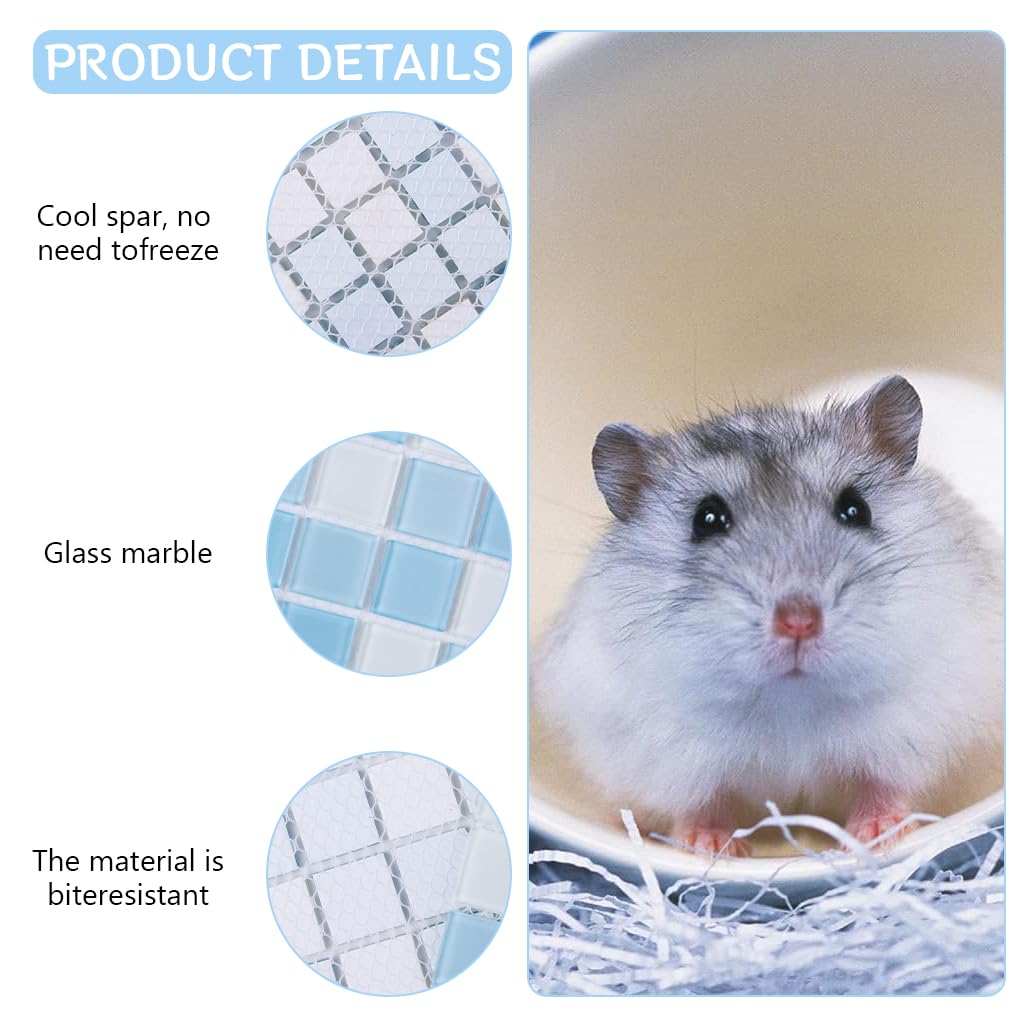 Qpets® Cat Cooling Mat, Cooling Pad for Small Pets Cats & Dogs Summer Cooling Ceramics Mat, Fashion Cat Bed Mats Mosaic Bite Resistant Pets Pad for Hamster & Bunnies & Chinchilla (Blue, 30*30CM)