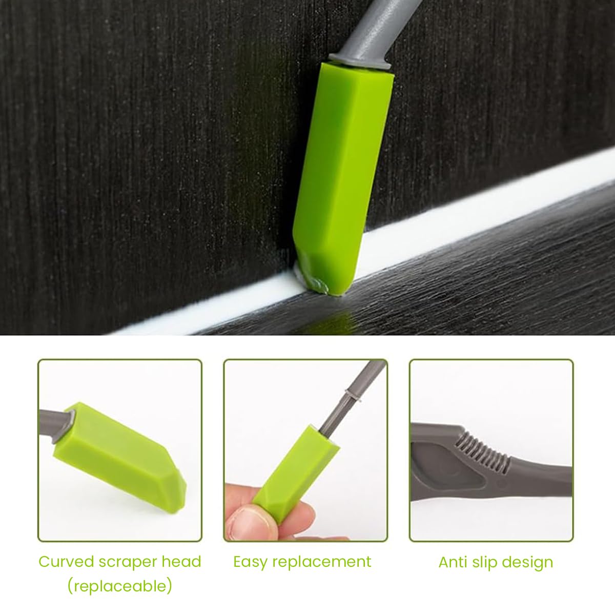 Serplex Corner Caulk Applicator Tool with 9 Interchangeable Tips and Ergonomic Handle for Bathtub and Sink Finishing