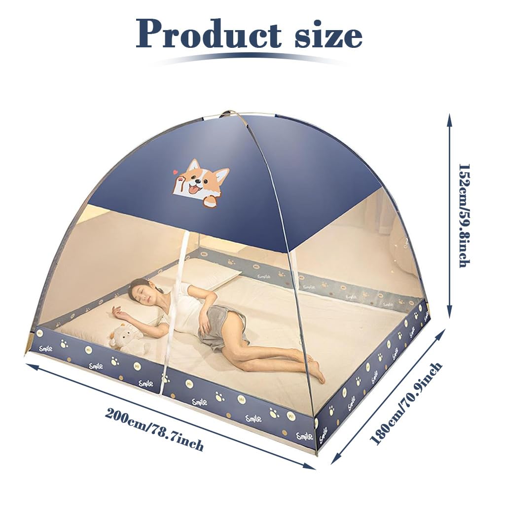 HASTHIP Pop Up Mosquito Net Tent for Double Bed with Dual Zipper Doors and Fine Mesh 6.6 x 7.2 ft