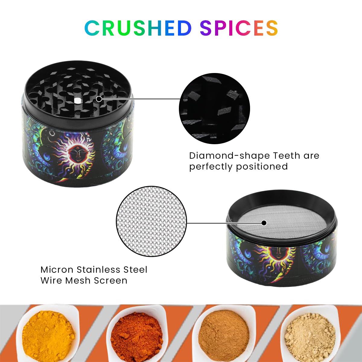 Supvox Grinder for Herbs and Spices with 4 Layer Design and Precision Teeth | Zinc Alloy Build