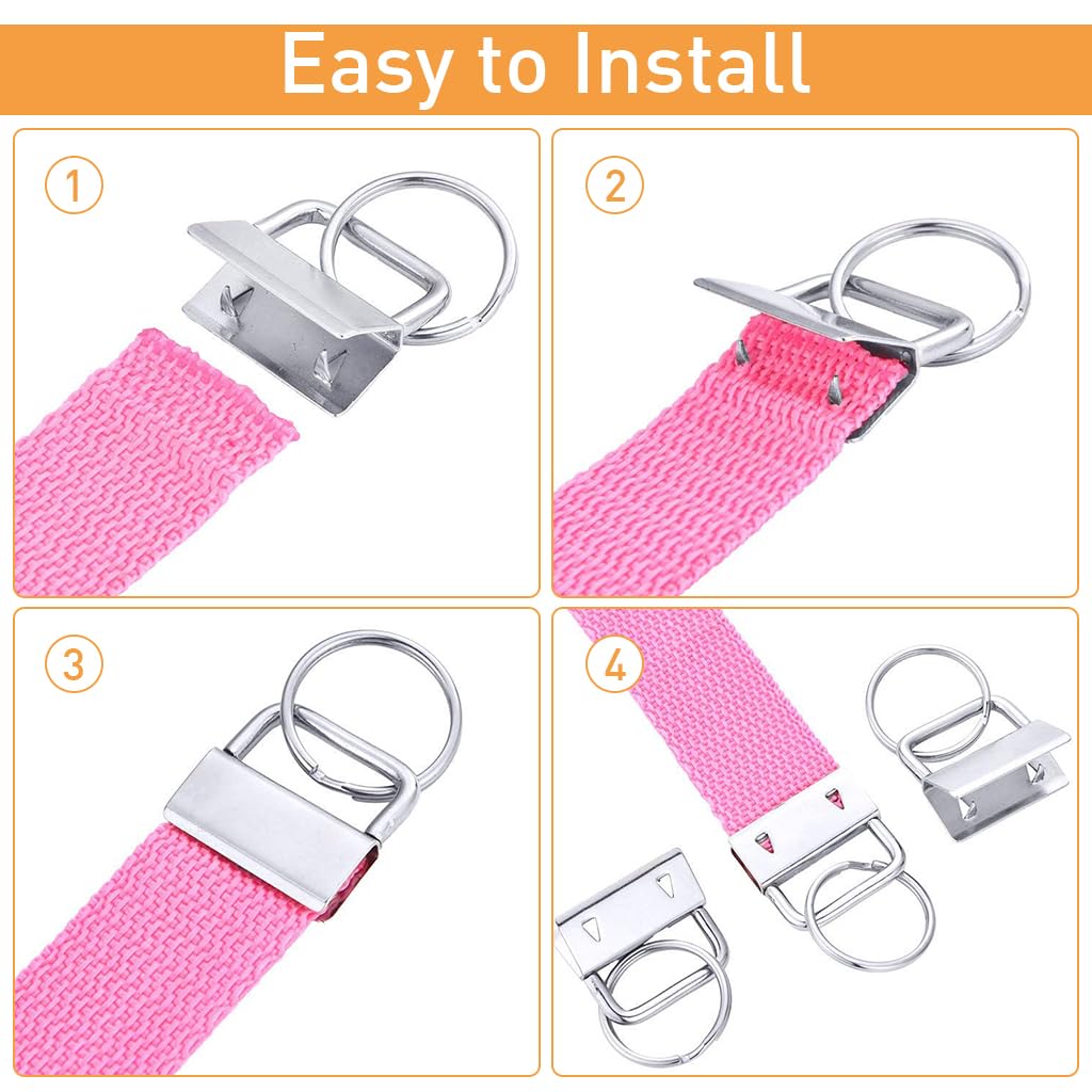 HASTHIP Key Fob Hardware for Wristlets with 30 Sets and 1 Key Fob Glass Running Pliers | 3 Colors