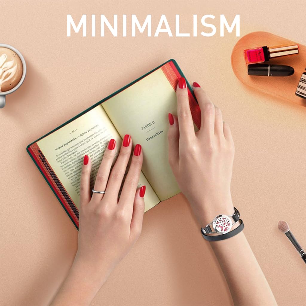 HANNEA Aromatherapy Essential Oil Diffuser Bracelet with Life Tree Locket | Adjustable PU Leather Gift for Women