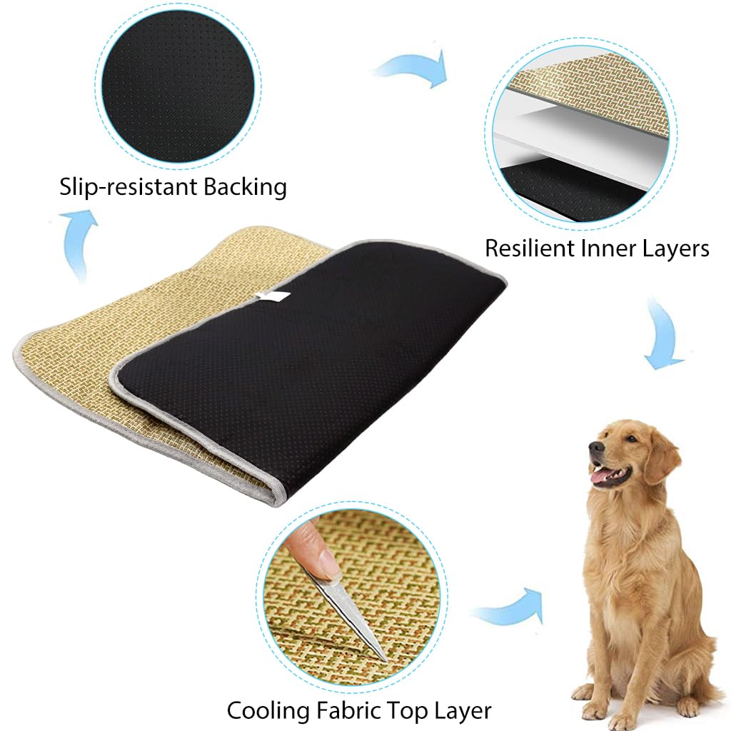 Qpets® Dog Cat Summer Mat & Sleeping Pad Rattan Cushion Pad Cool Summer Pad Sleeping Pet, Anti-Scratch Summer Sleeping Pad, Dog Bed, Waterproof Bottom, Easy to Clean, 75 * 60cm