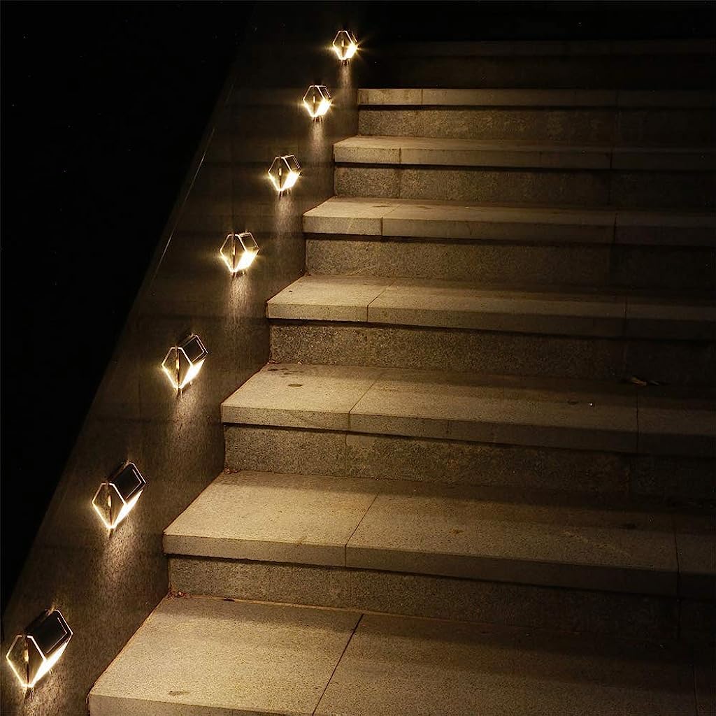 ELEPHANTBOAT Solar Stair Light for Outdoor Pathways with IP65 Waterproof Steel | 2 Pack 700mAh