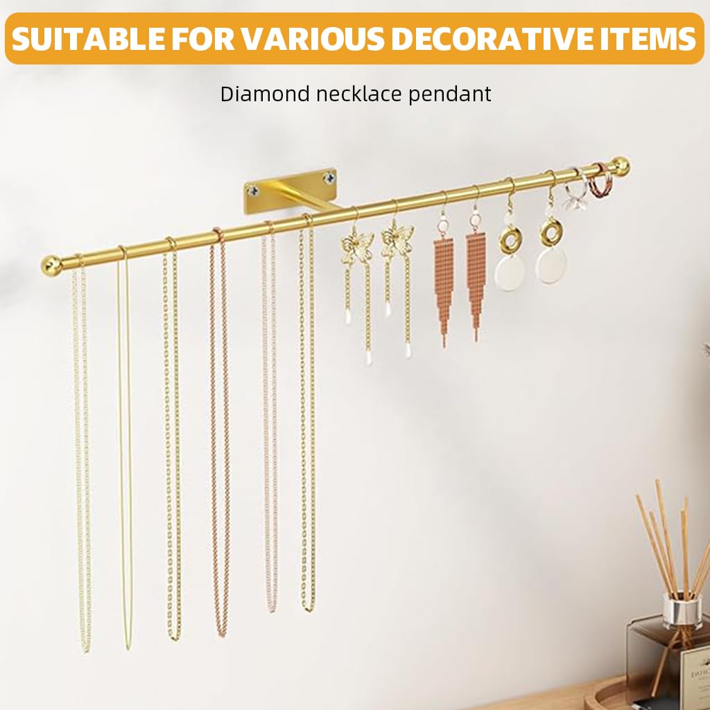 HASTHIP Jewelry Organizer Holder for Earring and Bracelet featuring Golden Metal Rack | 2.6 inches Multipurpose Wall Display