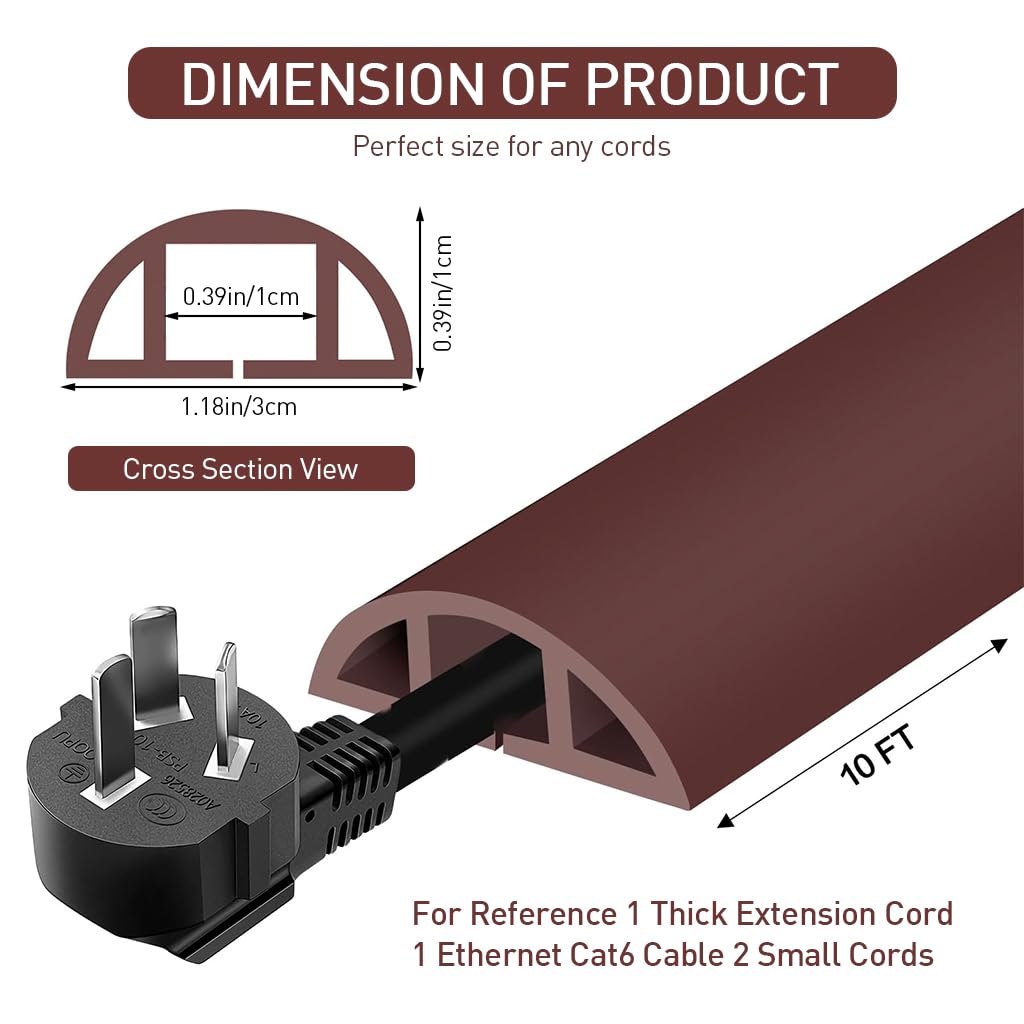 Serplex Cord Protector Sleeve for Floors with Self Adhesive Backing 6.6FT | 3PCS Set