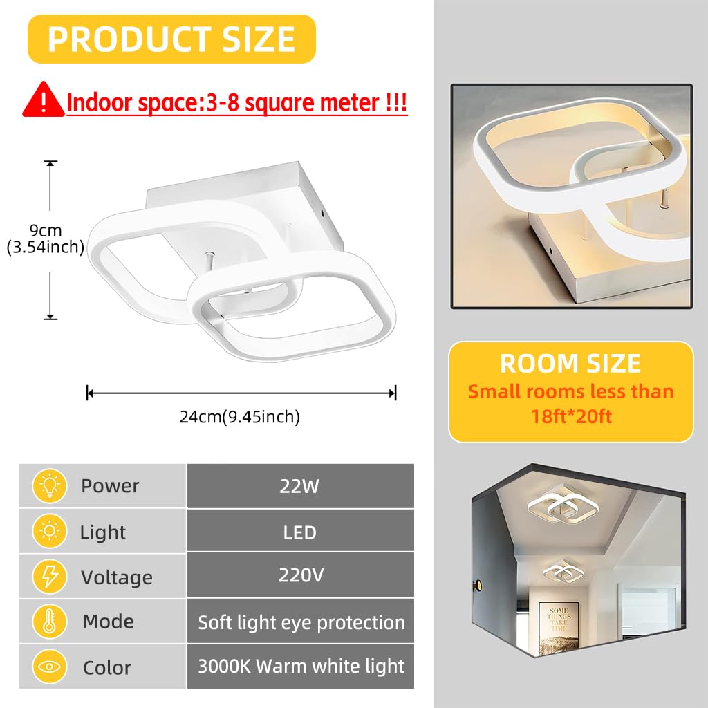 ELEPHANTBOAT LED Drop Ceiling Lights for Bedrooms and Living Rooms with 24W Curved Design | Metal Flush Mount with Remote Control