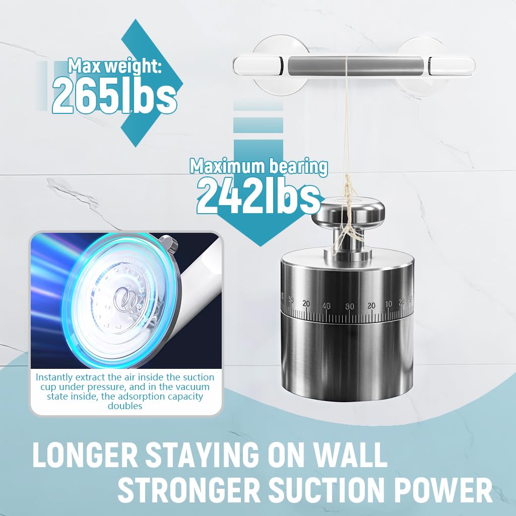 HANNEA Bathroom Grab Bar for Shower Safety with 12.9 in Length and Strong Suction Cups | Anti Slip Handle for Bathtub and Elderly Support