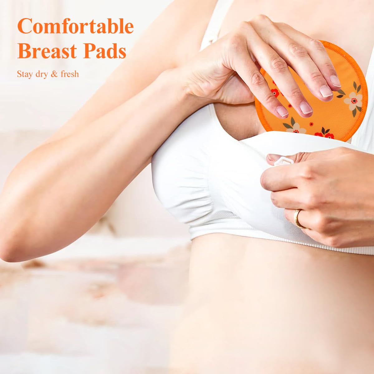 SNOWIE SOFT Breast Pads for Feeding Mothers with 6pcs 3.9 in Shells featuring Bamboo Cotton | Reusable Leak Proof Nursing Pads