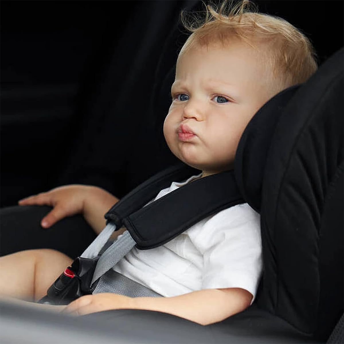 SNOWIE Soft Baby Car Seat Belt Cushions 3pcs for Stroller and Car Seat featuring Hook and Loop Closure