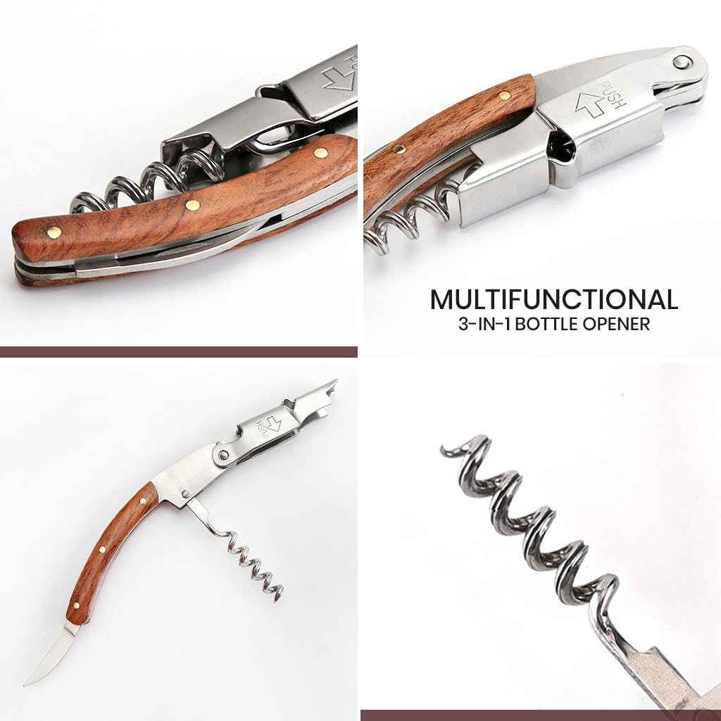 ZIBUYU Wine Opener for Effortless Bottle Opening with Ergonomic Handle and Lever Mechanism