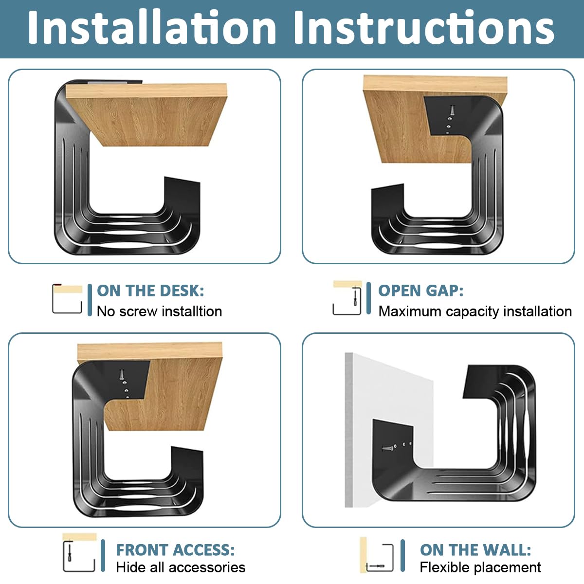 Serplex Under Desk Cable Organizer for Home Office with Self Adhesive Tray 15.75x3.94x4.72 in