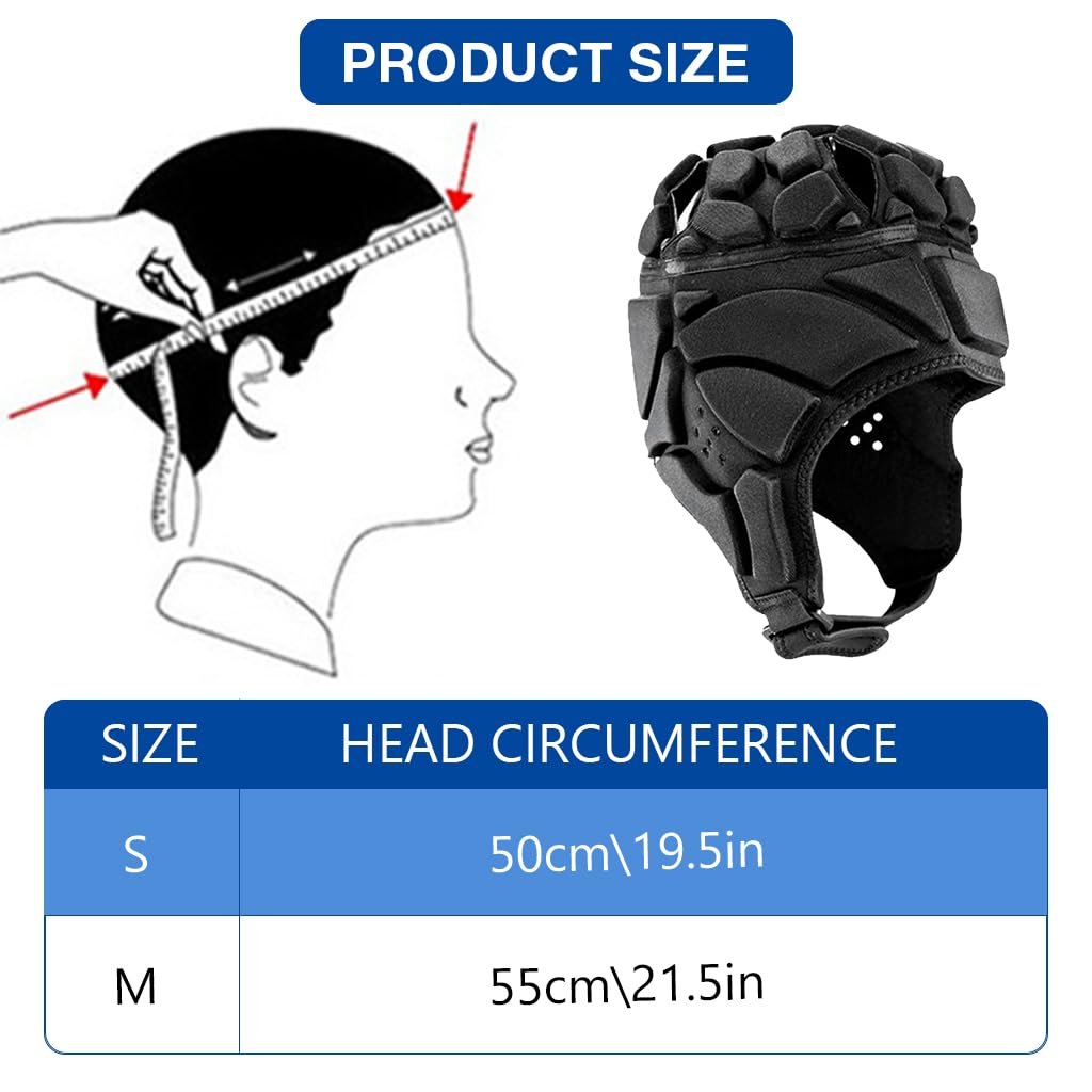 Proberos® Kids Rugby Helmet Cushioning Cap for Protection EVA Anti-impact Helmet Liner Cushion Cap Adjustable Chin Strap Design Full Head Protection Cushion Cap for Rugby, Soccer, Cycling