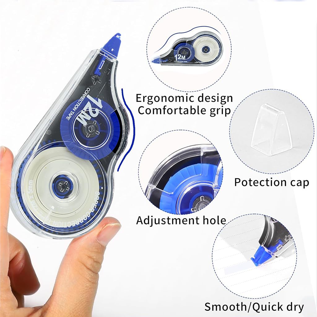 Climberty Correction Tape Set for School and Office Use with Smooth Glide Rollers | 5 Pack 12 m White Out