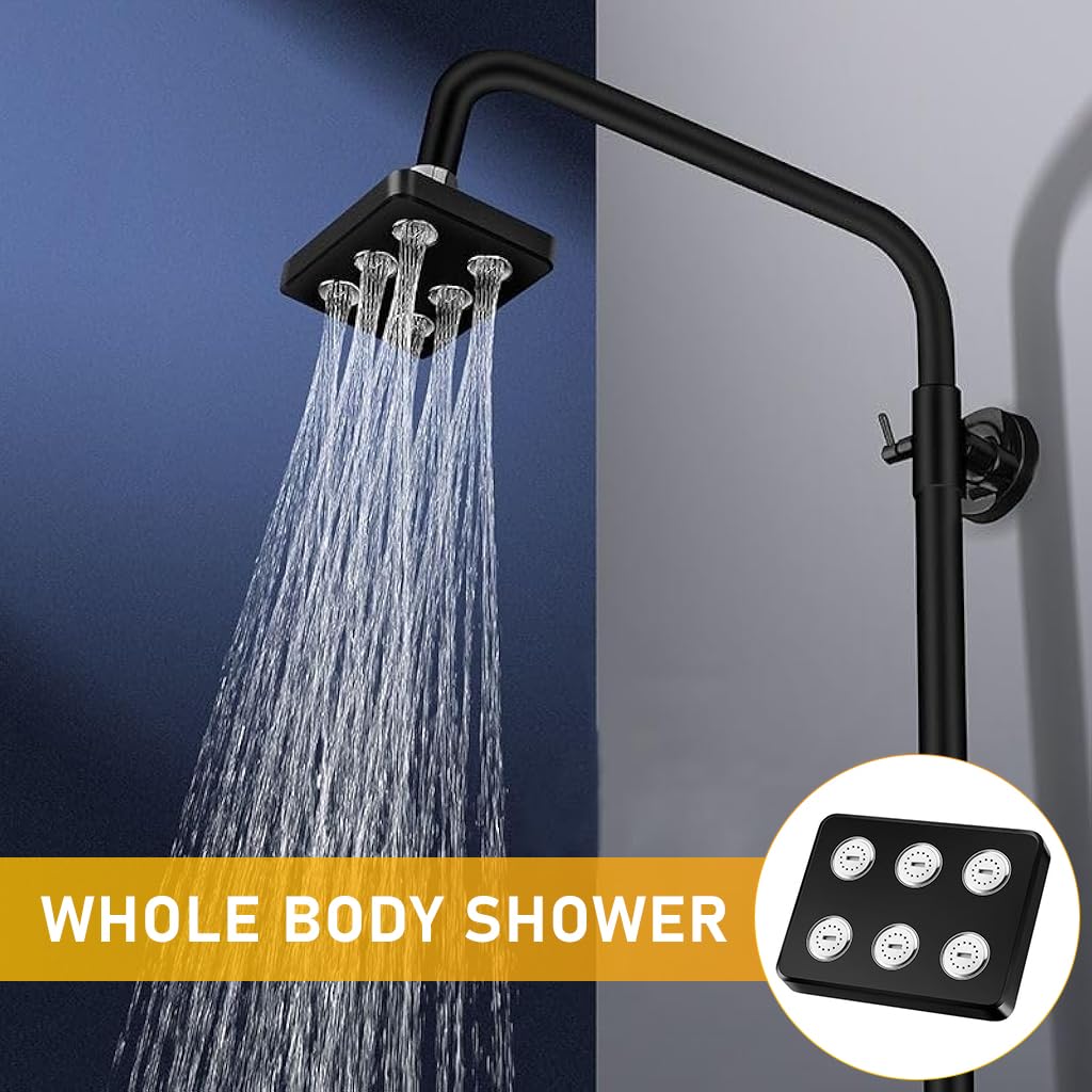 HASTHIP® Rain Shower Head 360 Degree Rotatable Pressurized Shower Head Square Multi Water Outlet Nozzles Shower Head Modern Bathroom Rain Shower Head for Shower System