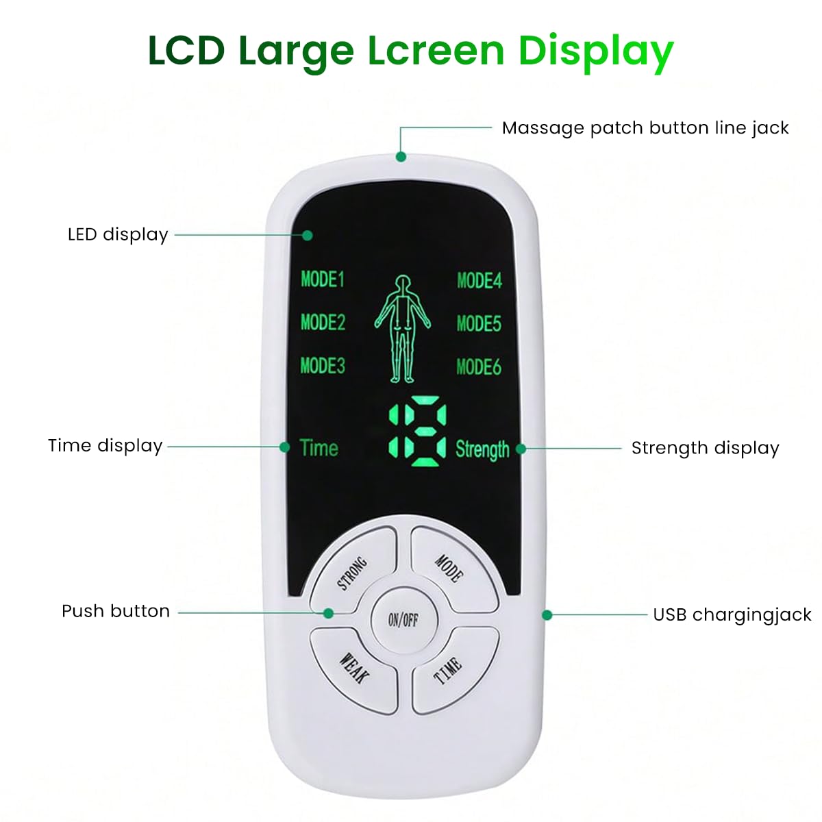HANNEA EMS Massager Machine for Pain Relief with 6 Modes and 15 Levels | 4 Gel Pads