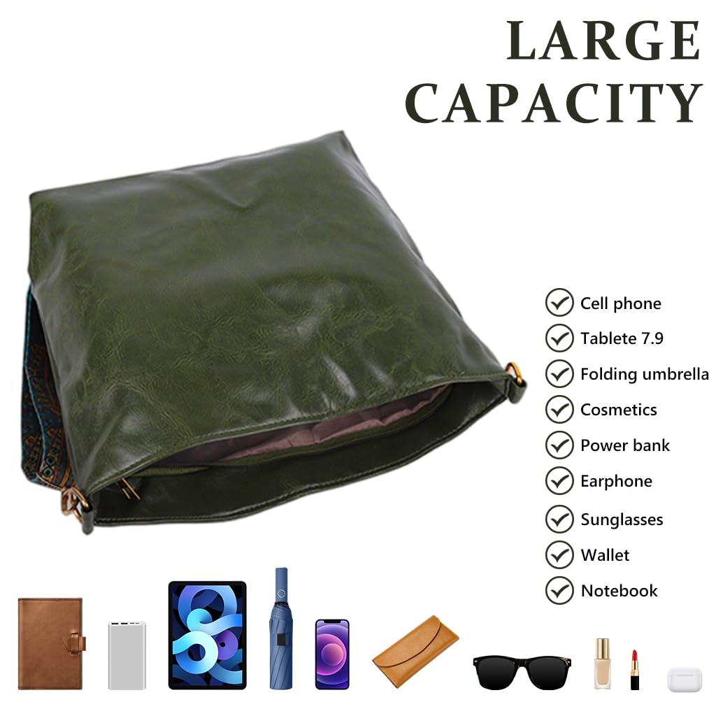 ZIBUYU Crossbody Bag for Women with Adjustable Strap and Multipocket Design | Soft PU Leather Green Purse for Everyday Use