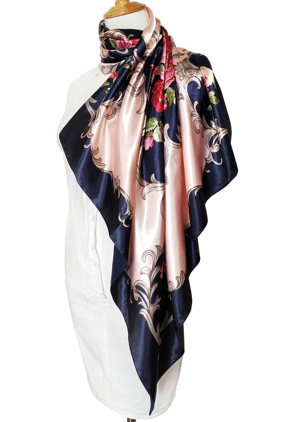 GUSTAVE Silk Like Satin Square Hair Scarf for Women featuring 35x35 in Size | Soft Polyester Fabric