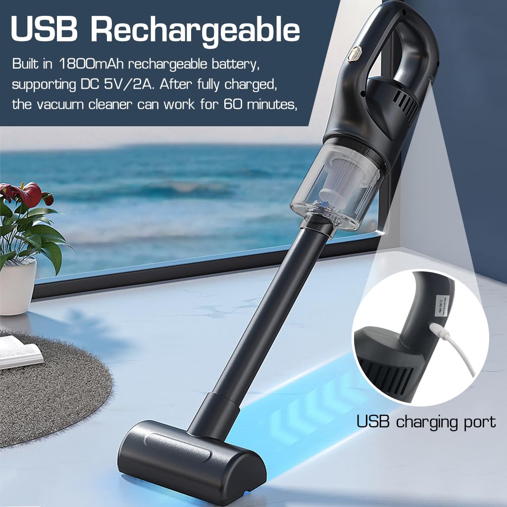 Supvox Vacuum Cleaner for Home and Car with 10 kPa Suction and 120W Motor | Cordless Handheld Design
