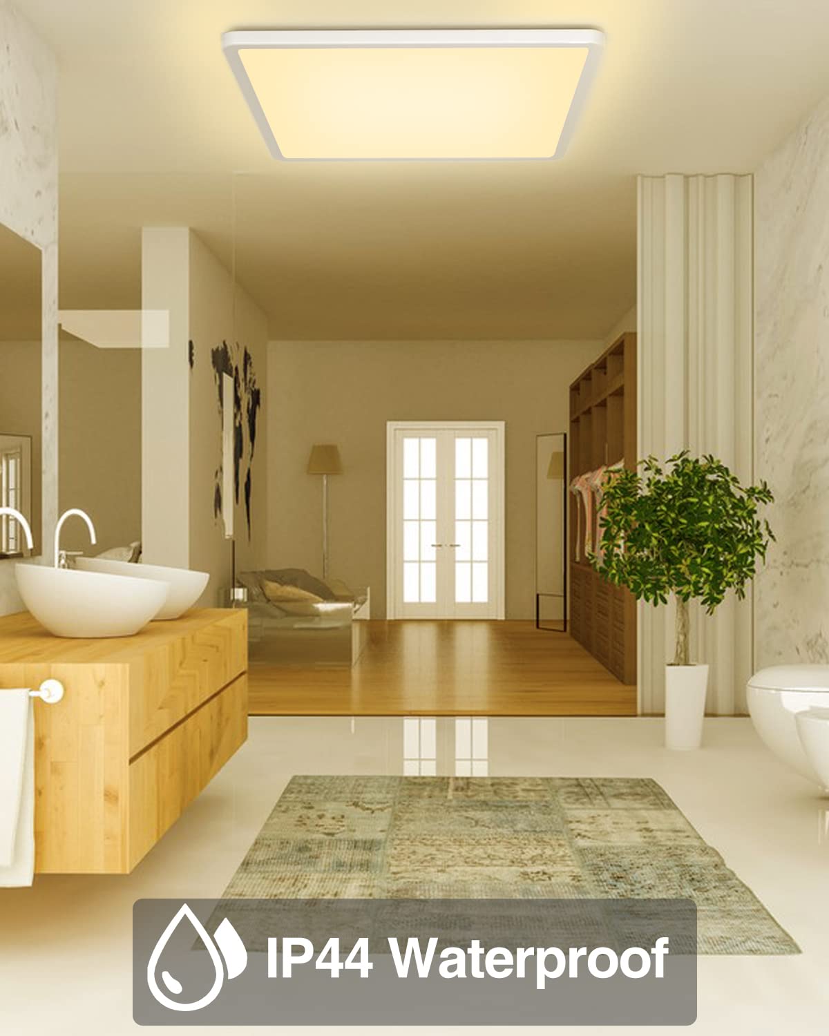 ELEPHANTBOAT LED Ceiling Light for Room with 24W 6500K Cool White Brightness | 30×30cm Square Flush Mount