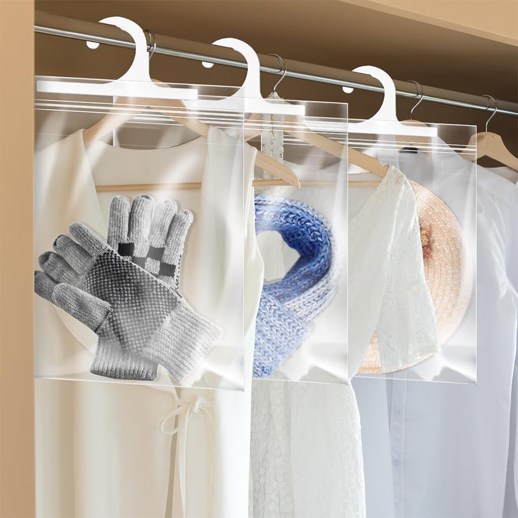 HASTHIP Hanging Storage Bags 10Pack for Classroom and Home featuring Hook and PE Material | 10.2 x 14.9 in Clear Book Pouches