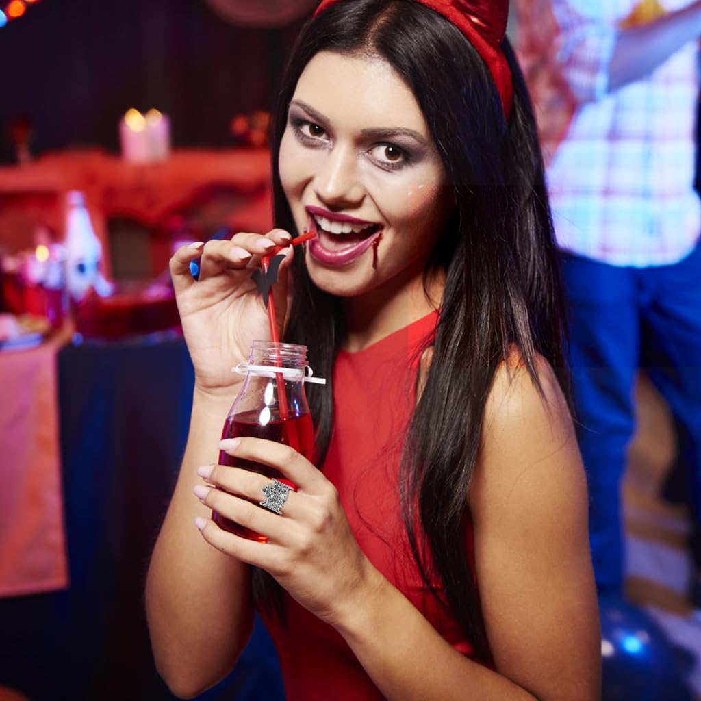 Zibuyu Vintage Bat Ring for Halloween featuring Adjustable Fit and Gothic Style | Unisex Costume Jewelry