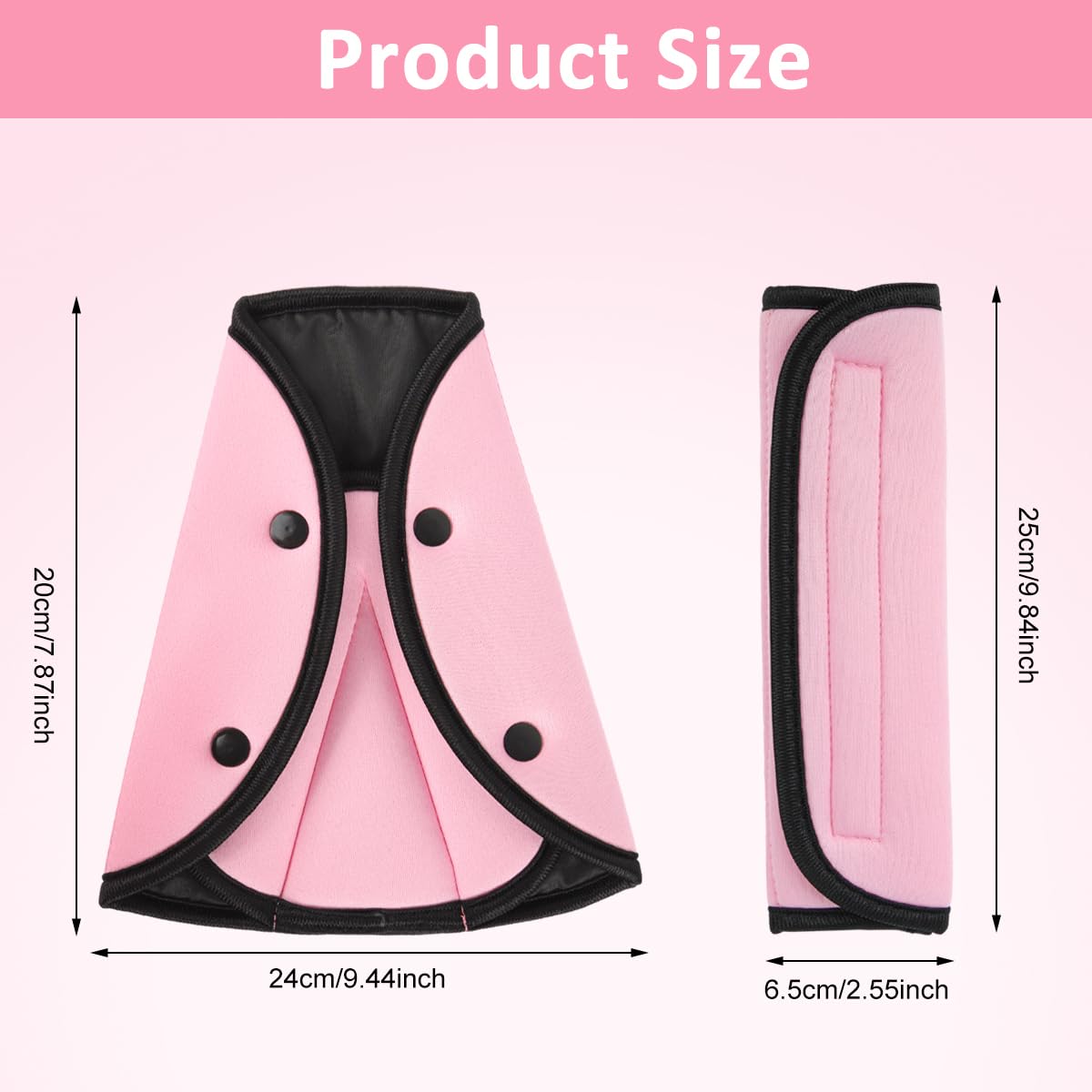 STHIRA Kid's Seatbelt Cover Pad for Child Comfort with Soft Cotton Padding and Breathable Pink Cushion | Universal Fit for Booster Seats and Strollers