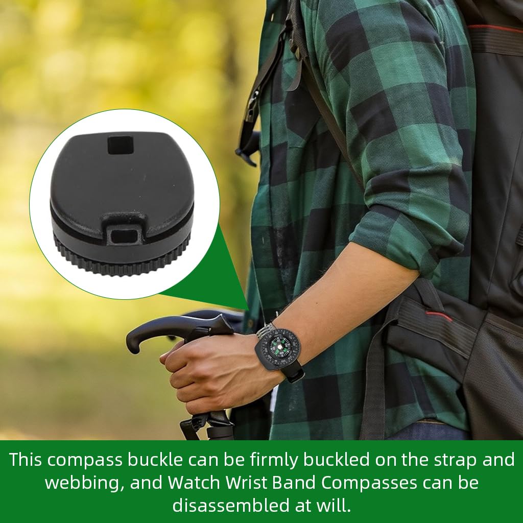 PROBEROS Mini Compass for Watch Band featuring 1.1 in Clip-on Waterproof Design | 10 Pcs Set for Hiking and Survival