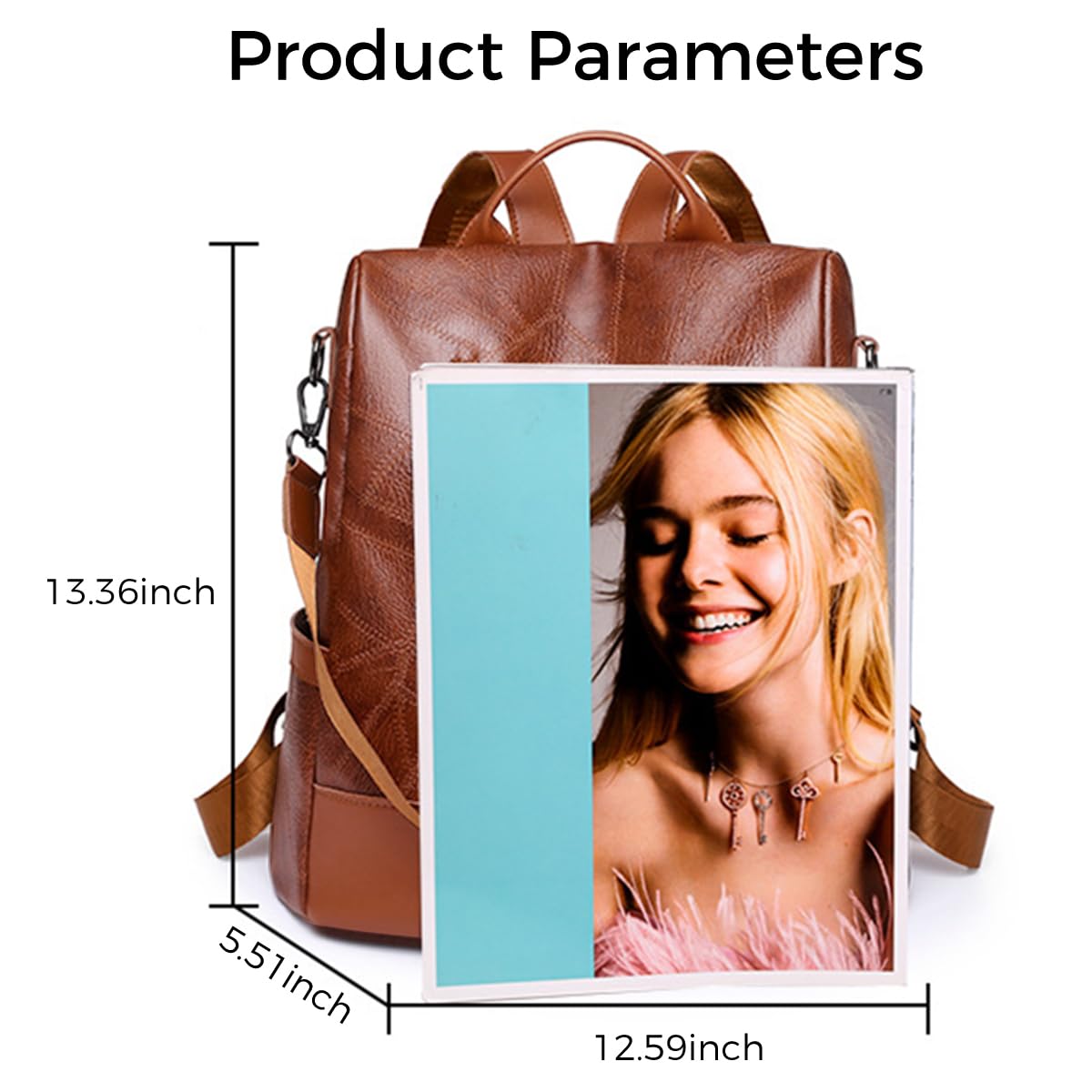 PALAY Fashion Backpacks for Women with Back Zipper Safety Access 34x32x14cm PU Design