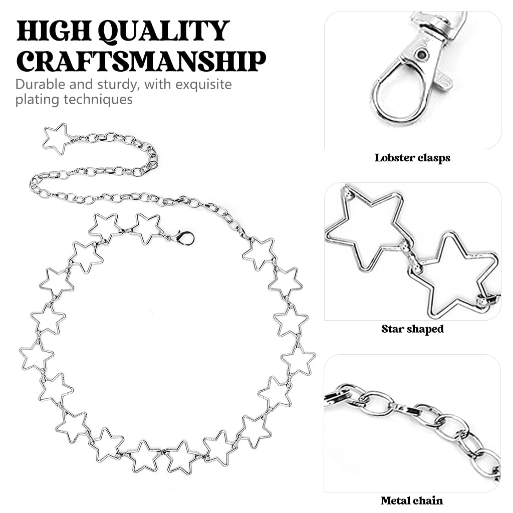 PALAY Waist Chain for Women featuring 63+45cm Adjustable Star Link Design in Silver | Y2K Style
