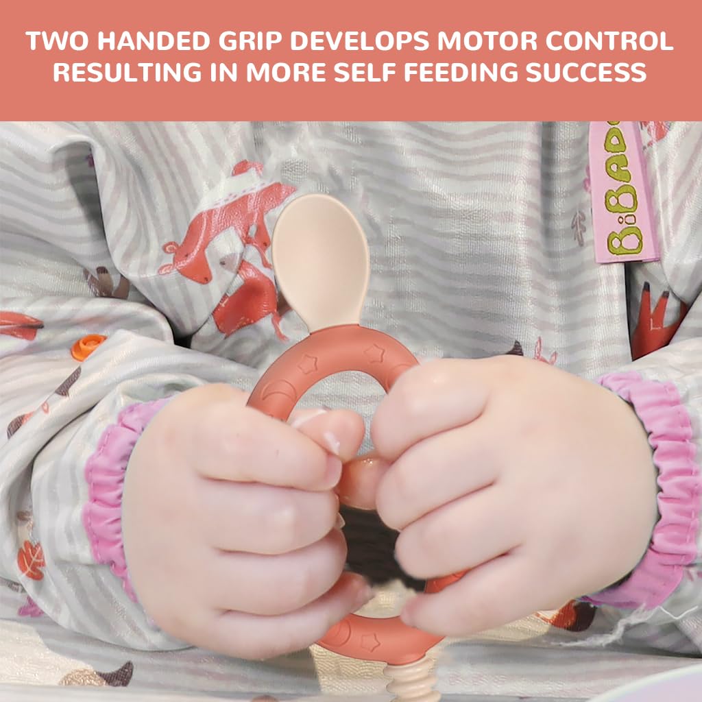 SNOWIE SOFT Baby Feeding Spoon for 6 Month+ with 2 in 1 Teether and Loop Grip | BPA Free Silicone