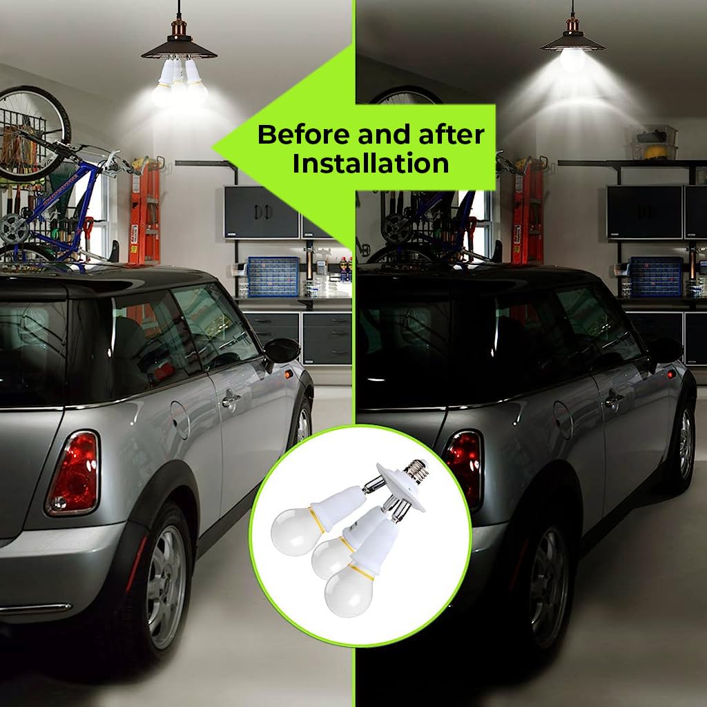 ELEPHANTBOAT B22 to E27 Bulb Converter with 3 Head Rotatable Socket 180W Total Power | Easy Installation