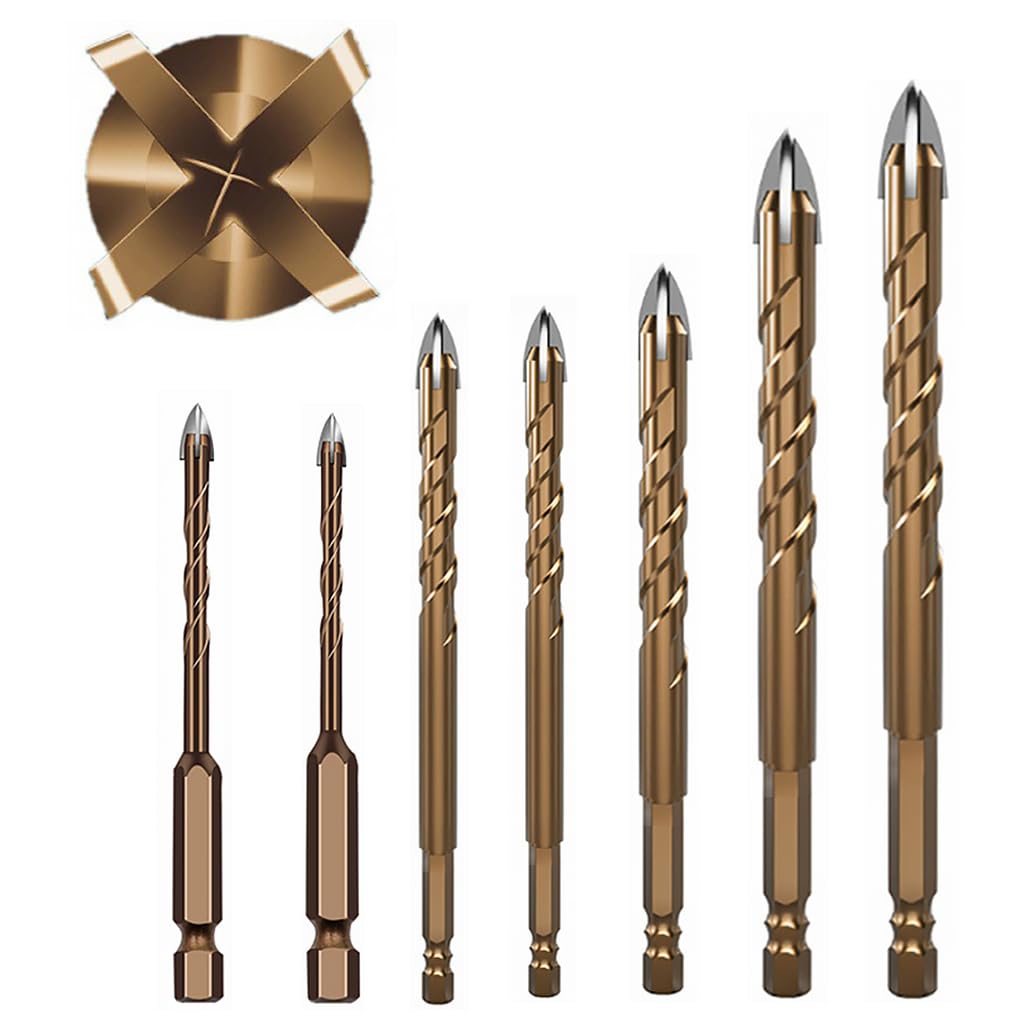 Serplex Drill Bit Set 7pcs 3mm to 12mm for Glass Tile and Concrete | Featuring Carbide Tips and Spiral Flute Design