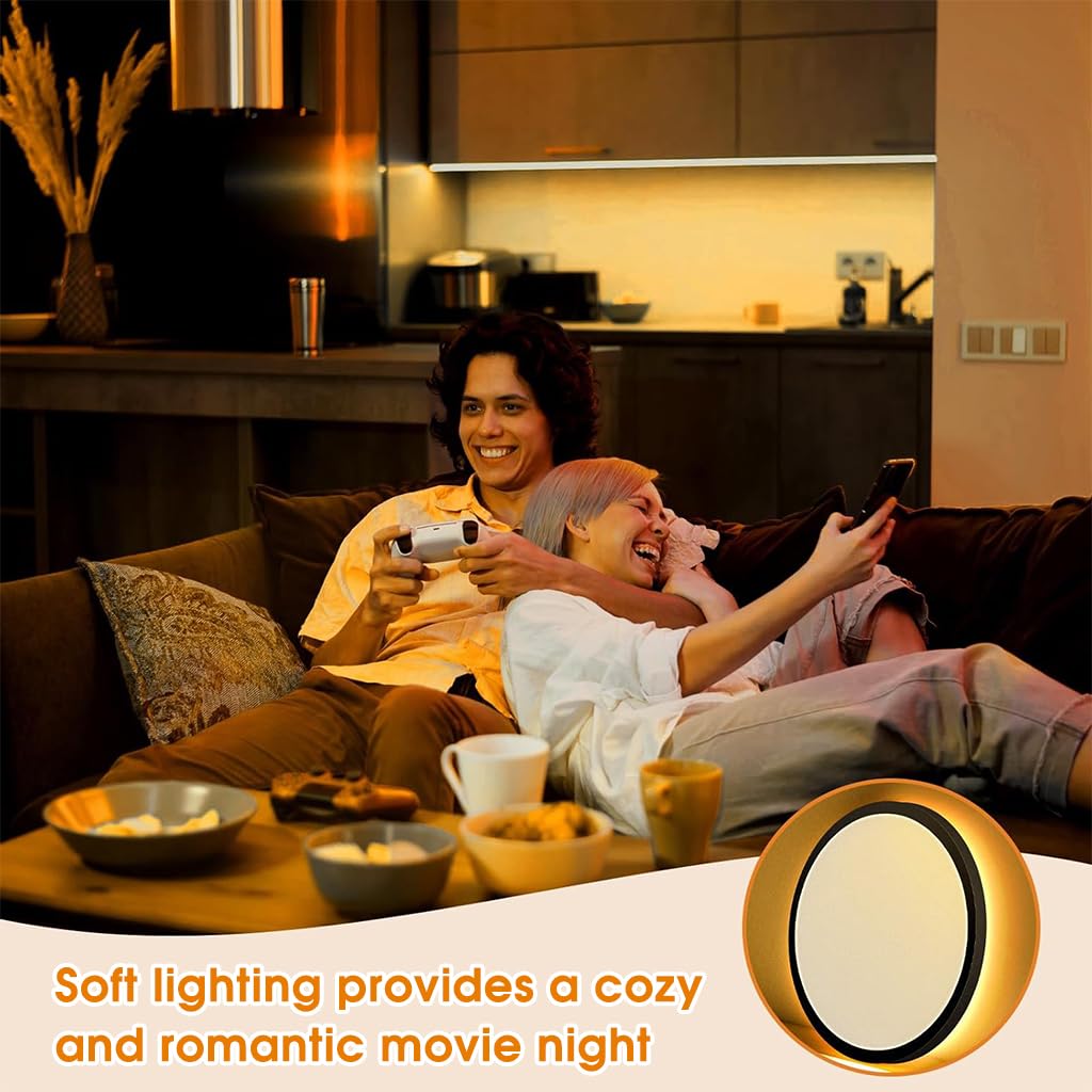 ELEPHANTBOAT LED Ceiling Light with Remote Control and 3 Color Dimmable 24 W Round Design | 1800K Night Light in Black