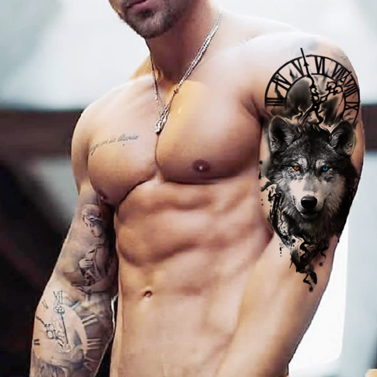 MAYCREATE Temporary Tattoo Stickers for Men with 38 Sheets Waterproof Designs | 114 pcs Assorted Set