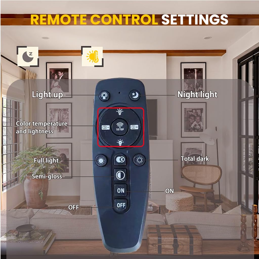 ELEPHANTBOAT® LED Ceiling Light with Remote Control 3-Color LED Ceiling Light for Living Room White Acrylic Modern LED Ceiling Light  Flush Mount LED Ceiling Light for Living Room, Bedroom, 58x45x12cm