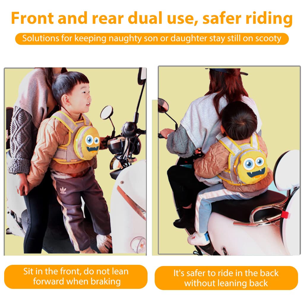 SNOWIE SOFT Kids Safety Belt for Two Wheeler with Detachable Storage Bag and Adjustable Harness | Breathable Polyester for Boys and Girls 2–12 Years