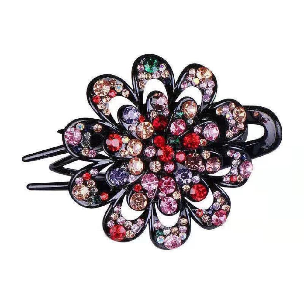 PALAY Hair Clips for Women Flower Hair Comb Pins Slide Hair Clips for Girls Crystal Barrettes Bridal Charm Hair Accessories(Multi)