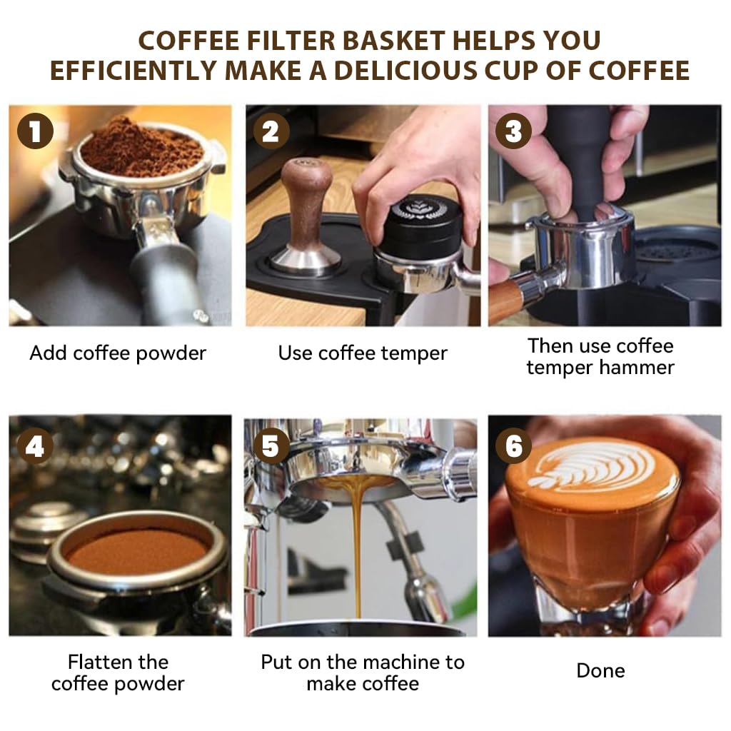 Supvox 51mm Portafilter Filter for Derlla Coffee Maker with Double Basket | Stainless Steel Replacement