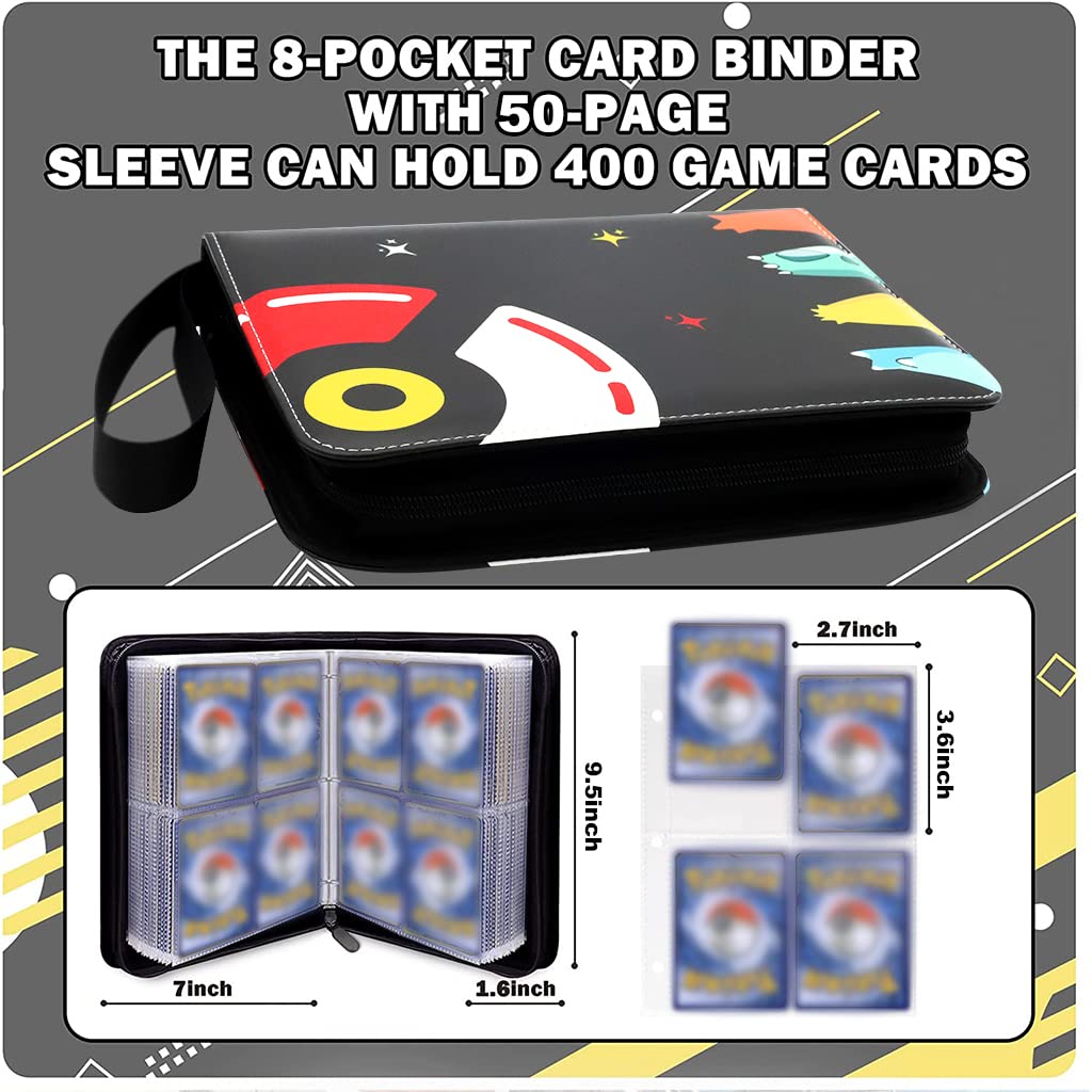 PATPAT Card Binder for Trading Card Collection with Zipper Closure and 400 Slot Capacity | Waterproof PU Leather Case for Kids and Card Enthusiasts