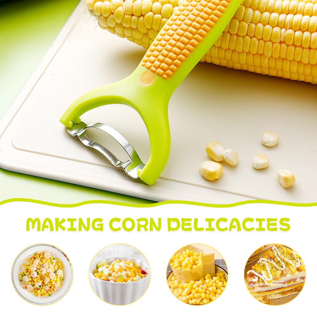 Supvox Corn Peeler for Effortless Kernel Removal with Serrated Stainless Steel Blades and Anti Slip Corn Shaped Handle | Quick Kitchen Tool for Salads and Salsas