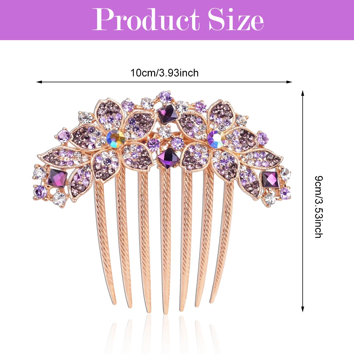 Hair Clips for Women featuring 7 Claw Non Slip Comb with Rhinestone Flower Design 9.5cm | Elegant Gift Accessory